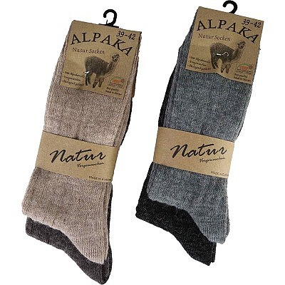 Damen&Herren Alpaka Socken "Dünneware' im 2er Pack