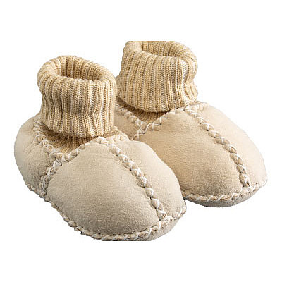 Lammfell Babyschuhe mit hohem Strickbündchen