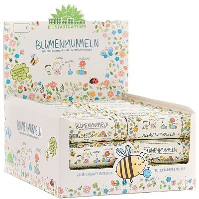 Tray 25er Blumenmurmeln Dose, gefüllt, 42 Stück