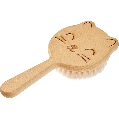 Babybürste Buchenholz,Ziegenhaar, Laserlogo Katze 
