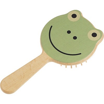 Kinder-Pneumatikbürste Buche / Farbdruck Frosch