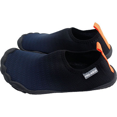 Damen Strand Schuhe, navy mit orangem Neon Band