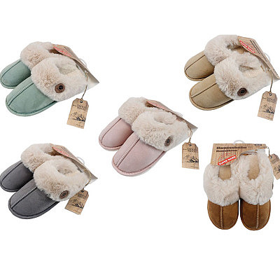 Ladies Hausschuhe kuschelig farbig mit Filz Fell