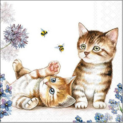 serviette de table "Chats et abeilles"